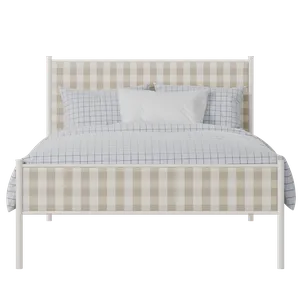 Brest Slim iron/metal upholstered bed in ivory with grey fabric - Thumbnail