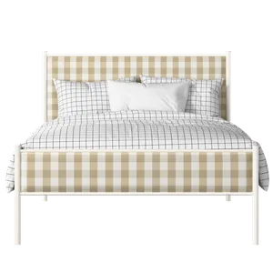 Brest Slim iron/metal upholstered bed in ivory with grey fabric - Thumbnail