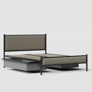 Brest zwart gestoffeerd bed met lades - Thumbnail