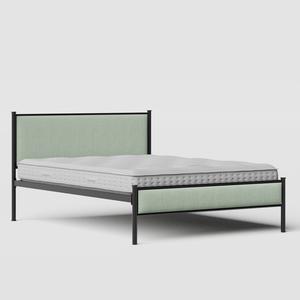 Brest ijzeren bed in zwart met duckegg stof - Thumbnail