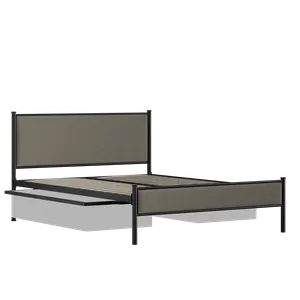 Brest iron/metal upholstered bed in black with drawers - Thumbnail