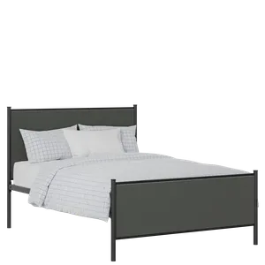 Brest iron/metal upholstered bed in black with iron fabric - Thumbnail