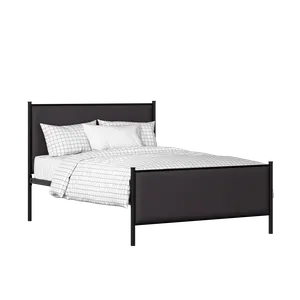 Brest iron/metal upholstered bed in black with iron fabric - Thumbnail