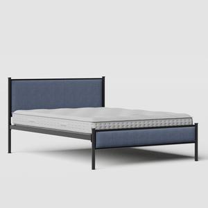 Brest ijzeren bed in zwart met blauw stof - Thumbnail