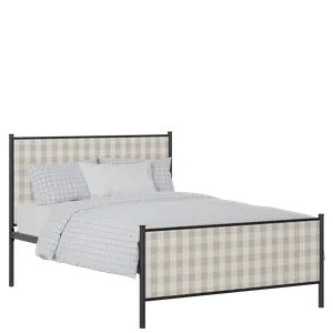 Brest iron/metal upholstered bed in black with Romo Kemble Putty fabric - Thumbnail