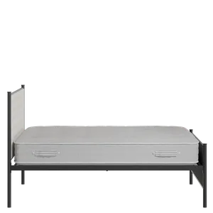 Brest iron/metal upholstered bed in black with Romo Kemble Putty fabric - Thumbnail