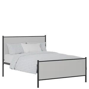 Brest iron/metal upholstered bed in black with silver fabric - Thumbnail