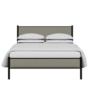 Brest ijzeren bed in zwart met grijze stof - Thumbnail