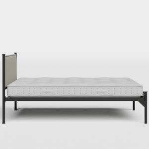 Brest ijzeren bed in zwart met grijze stof - Thumbnail