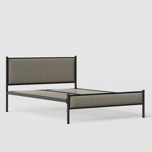 Brest ijzeren bed in zwart met grijze stof - Thumbnail