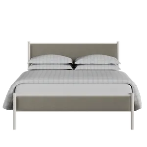 Brest cama de metal en crema con tela gris - Thumbnail