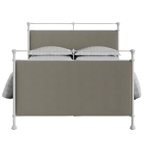 Lille metallbett in weiß mit grey stoff - Thumbnail