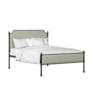 Miranda Slim iron/metal upholstered bed in black with mineral fabric - Thumbnail