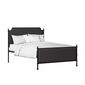 Miranda iron/metal upholstered bed in black with iron fabric - Thumbnail