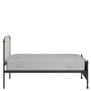 Miranda iron/metal upholstered bed in black with Romo Kemble Putty fabric - Thumbnail