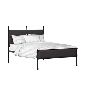 Nancy Slim iron/metal upholstered bed in black with iron fabric - Thumbnail