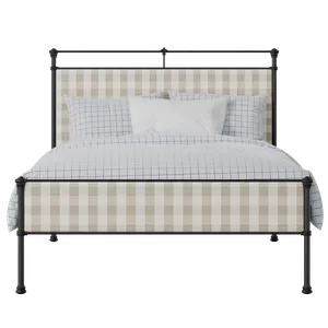 Nancy Slim iron/metal upholstered bed in black with Romo Kemble Putty fabric - Thumbnail