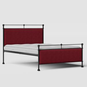 Nancy iron/metal upholstered bed in black with cherry fabric - Thumbnail