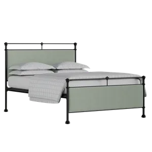 Nancy iron/metal upholstered bed in black with duckegg fabric - Thumbnail