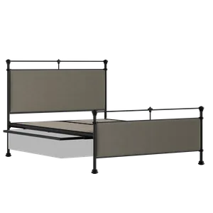 Nancy iron/metal upholstered bed in black with drawers - Thumbnail