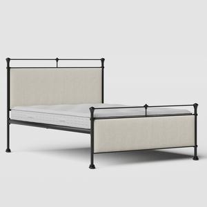 Nancy iron/metal upholstered bed in black with mist fabric - Thumbnail