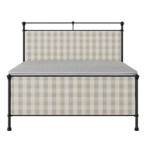 Nancy iron/metal upholstered bed in black with Romo Kemble Putty fabric - Thumbnail