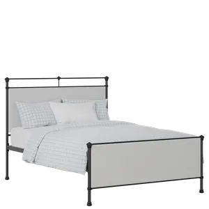 Nancy iron/metal upholstered bed in black with silver fabric - Thumbnail