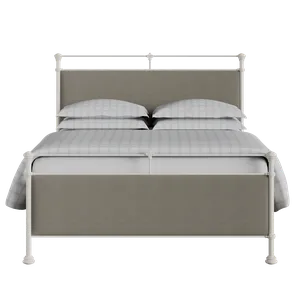 Nancy iron/metal upholstered bed in ivory with grey fabric - Thumbnail