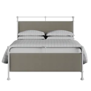 Nancy cama de metal en blanco con tela gris - Thumbnail