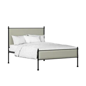 Neville Slim iron/metal upholstered bed in black with mineral fabric - Thumbnail