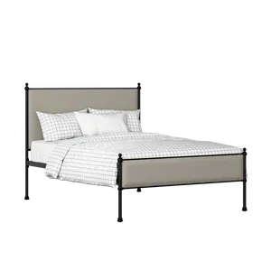 Neville Slim iron/metal upholstered bed in black with silver fabric - Thumbnail