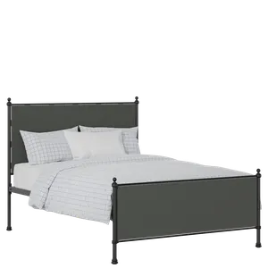 Neville iron/metal upholstered bed in black with iron fabric - Thumbnail