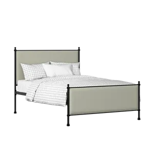 Neville iron/metal upholstered bed in black with mineral fabric - Thumbnail