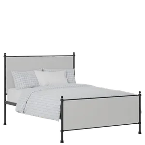 Neville iron/metal upholstered bed in black with silver fabric - Thumbnail