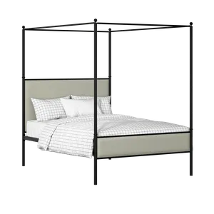 Reims Slim iron/metal upholstered bed in black with mineral fabric - Thumbnail