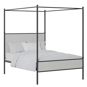 Reims Slim iron/metal upholstered bed in black with silver fabric - Thumbnail