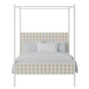 Reims Slim cama de metal en crema con tela gris - Thumbnail