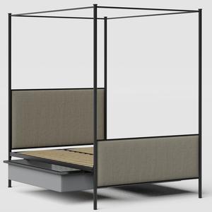 Reims iron/metal upholstered bed in black with drawers - Thumbnail
