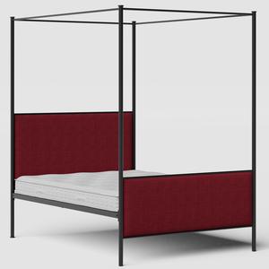 Reims iron/metal upholstered bed in black with cherry fabric - Thumbnail