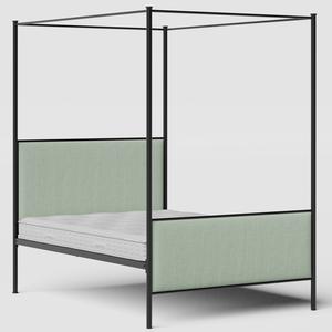 Reims iron/metal upholstered bed in black with duckegg fabric - Thumbnail