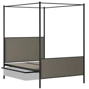 Reims iron/metal upholstered bed in black with drawers - Thumbnail