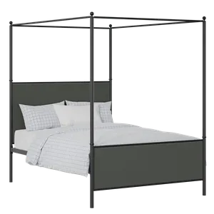 Reims iron/metal upholstered bed in black with iron fabric - Thumbnail