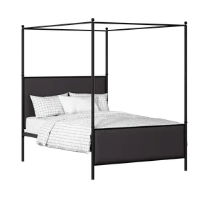 Reims iron/metal upholstered bed in black with iron fabric - Thumbnail