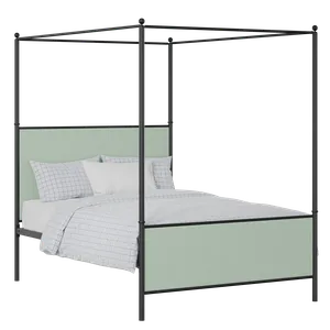 Reims iron/metal upholstered bed in black with mineral fabric - Thumbnail