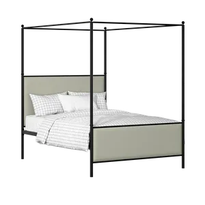 Reims iron/metal upholstered bed in black with mineral fabric - Thumbnail