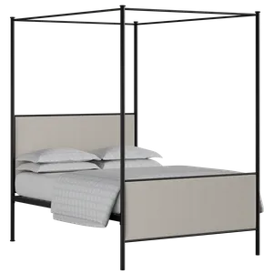 Reims cama de metal en negro con tela mist - Thumbnail