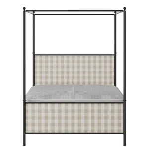 Reims iron/metal upholstered bed in black with Romo Kemble Putty fabric - Thumbnail