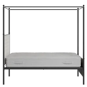 Reims iron/metal upholstered bed in black with Romo Kemble Putty fabric - Thumbnail