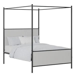 Reims iron/metal upholstered bed in black with silver fabric - Thumbnail