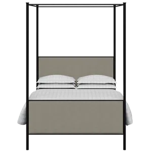 Reims iron/metal upholstered bed in black with grey fabric - Thumbnail
